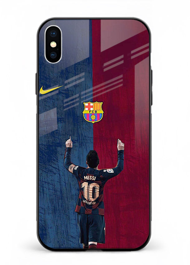 Number ten football artwork on tempered glass iPhone XS Max back cover