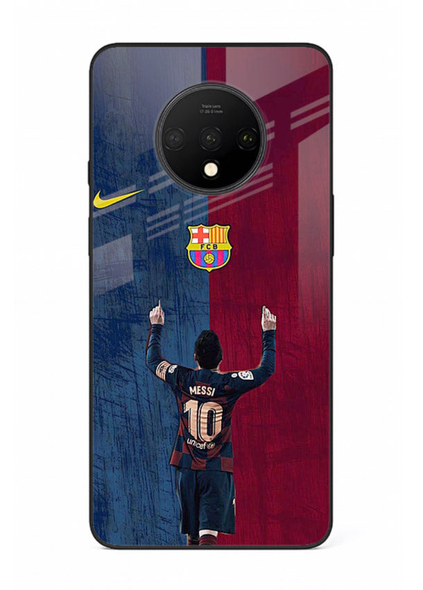 Number ten football artwork on tempered glass OnePlus 7T back cover