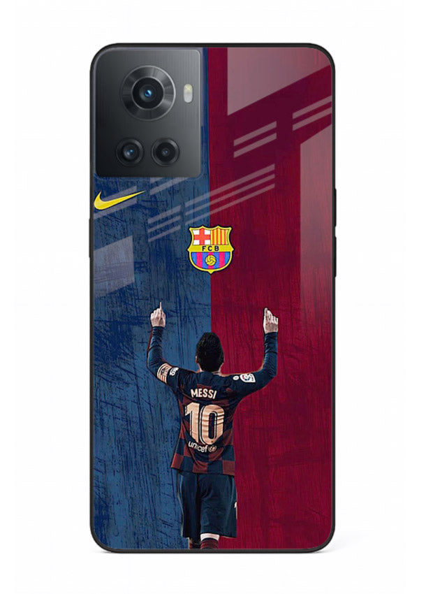 Number ten football artwork on tempered glass OnePlus 10R back cover