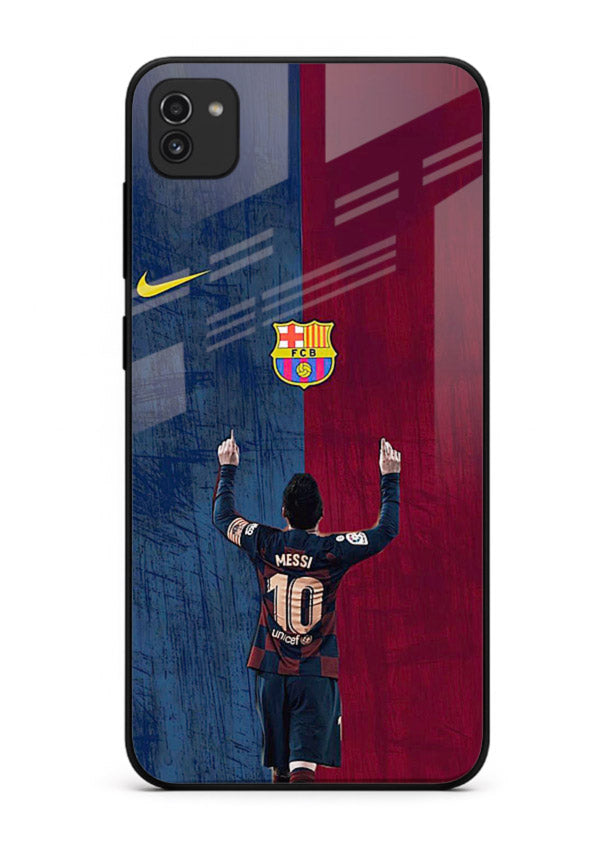 Number ten football artwork on tempered glass Samsung A03 back cover