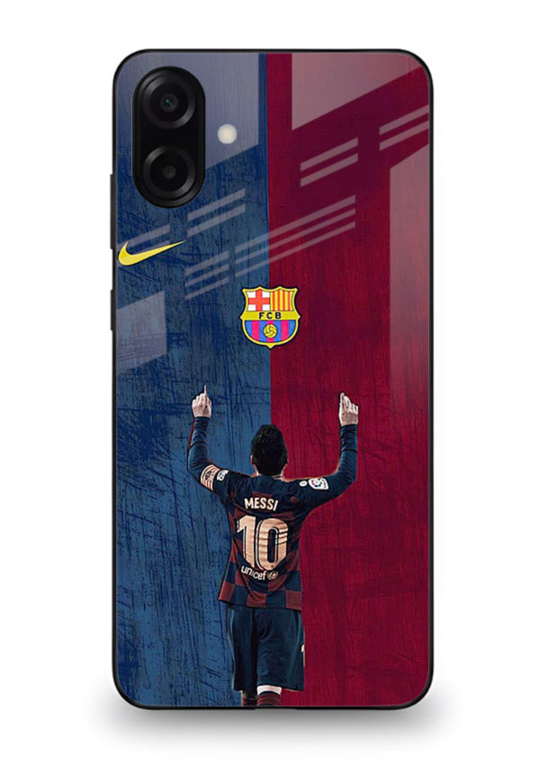Number ten football artwork on tempered glass Samsung A07 4G back cover
