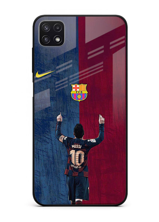 Number ten football artwork on tempered glass Samsung F42 5G back cover
