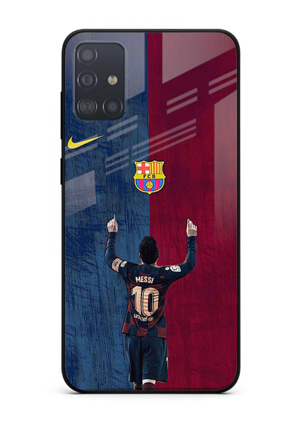 Number ten football artwork on tempered glass Samsung A51 back cover