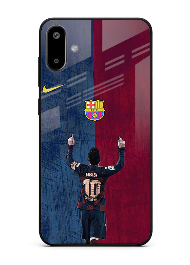 Number ten football artwork on tempered glass Samsung F06 5G back cover