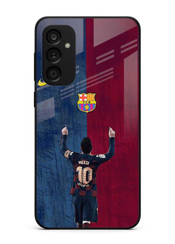 Number ten football artwork on tempered glass Samsung A34 5G back cover