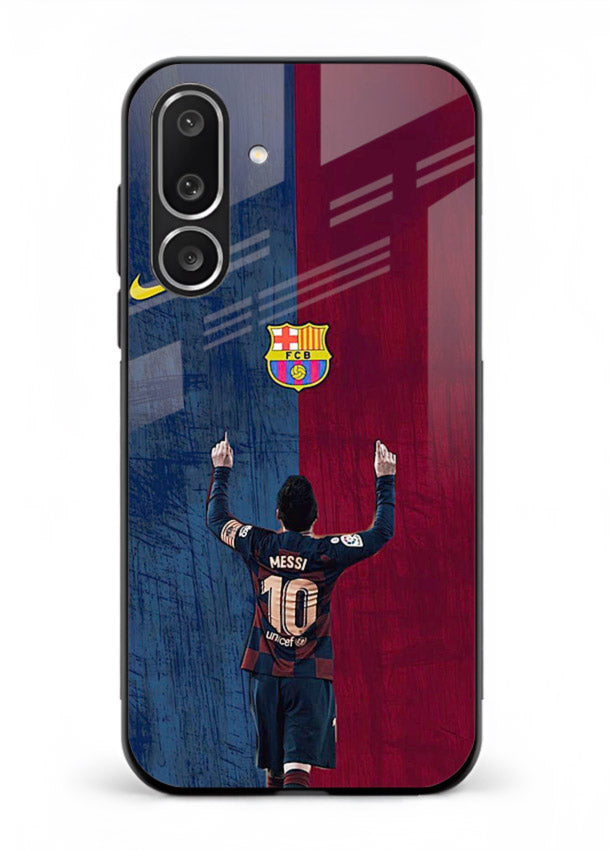 Number ten football artwork on tempered glass Samsung F56 5G back cover