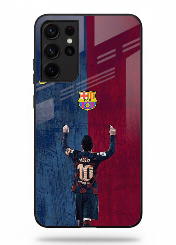 Number ten football artwork on tempered glass Samsung S21 Ultra back cover