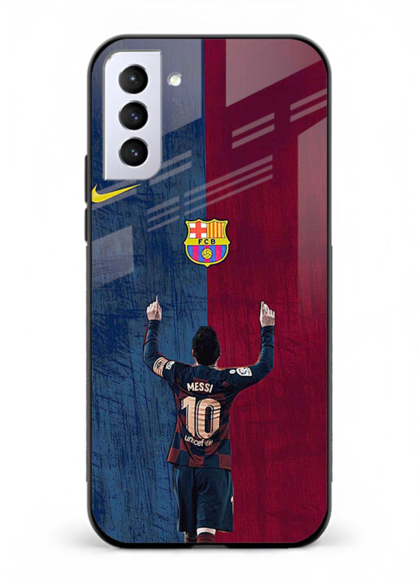 Number ten football artwork on tempered glass Samsung S21 Plus back cover