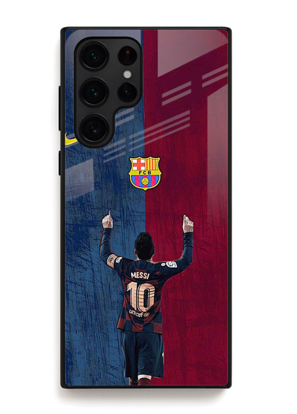 Number ten football artwork on tempered glass Samsung S24 Ultra back cover