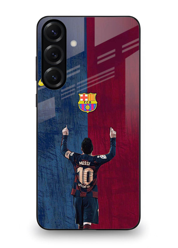 Number ten football artwork on tempered glass Samsung S24 FE back cover