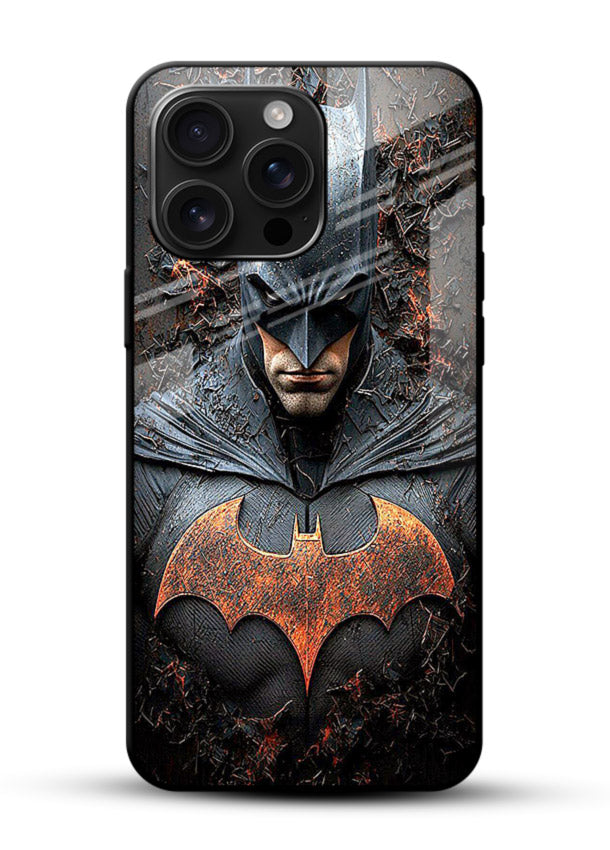 Batman Fire Emblem cover for Glossy Vibrant Premium Look - Angle Front