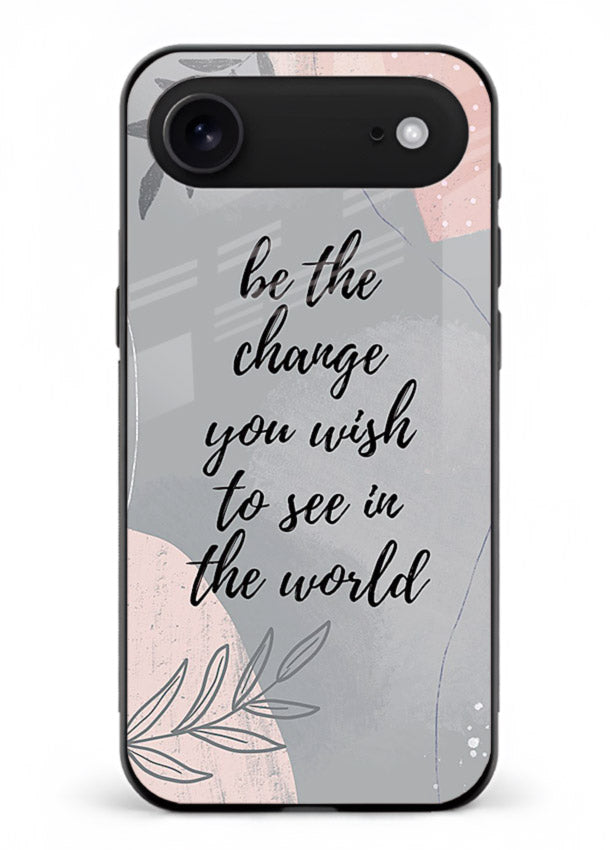 Botanical motivational quote artwork on iphone 17 air glass back cover with soft calming tones.
