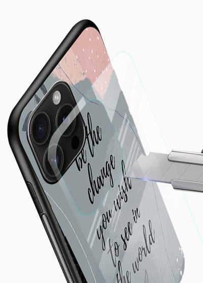 Botanical motivational quote artwork on glossy vibrant premium glass back cover with soft calming tones. - Angle Blade
