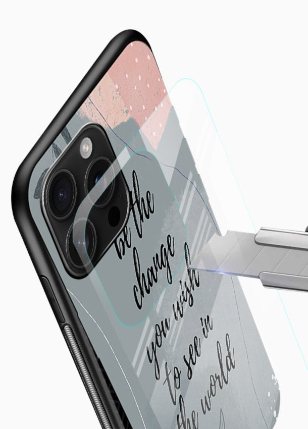 Botanical motivational quote artwork on glossy vibrant premium glass back cover with soft calming tones. - Angle Blade