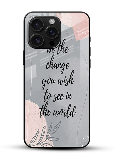 Botanical motivational quote artwork on glossy vibrant premium glass back cover with soft calming tones. - Angle Front
