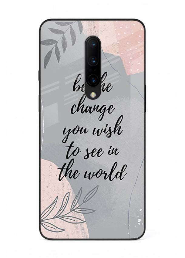 Botanical motivational quote artwork on OnePlus 8 glass back cover with soft calming tones.