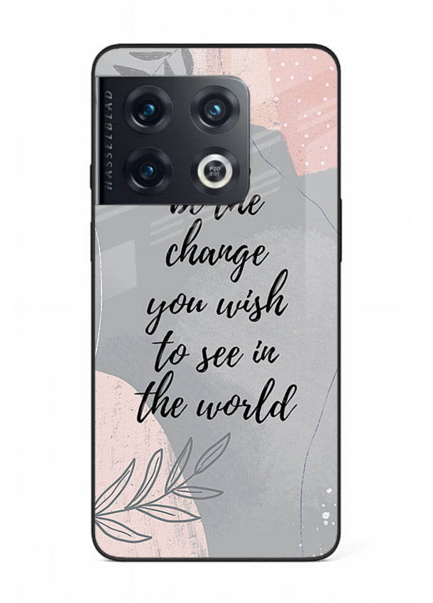 Botanical motivational quote artwork on OnePlus 10 Pro glass back cover with soft calming tones.