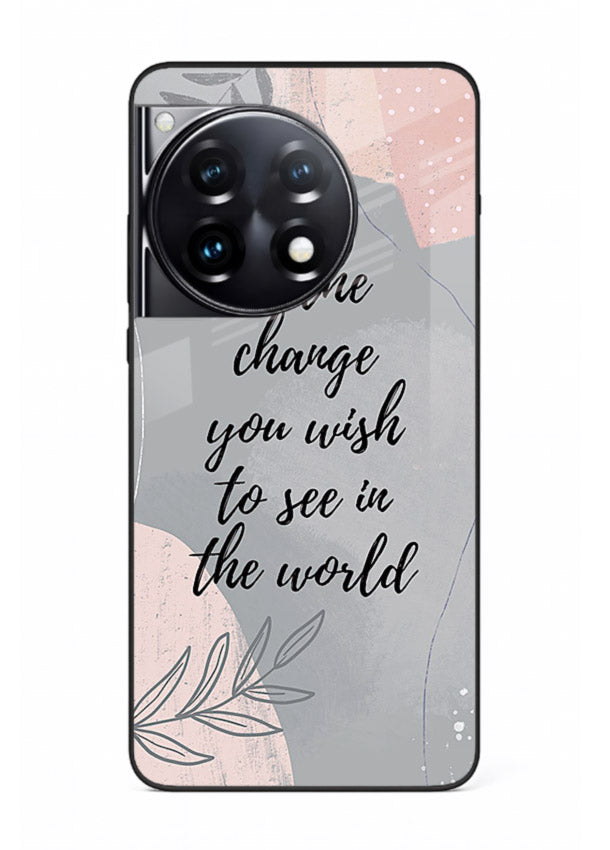 Botanical motivational quote artwork on OnePlus 12R glass back cover with soft calming tones.