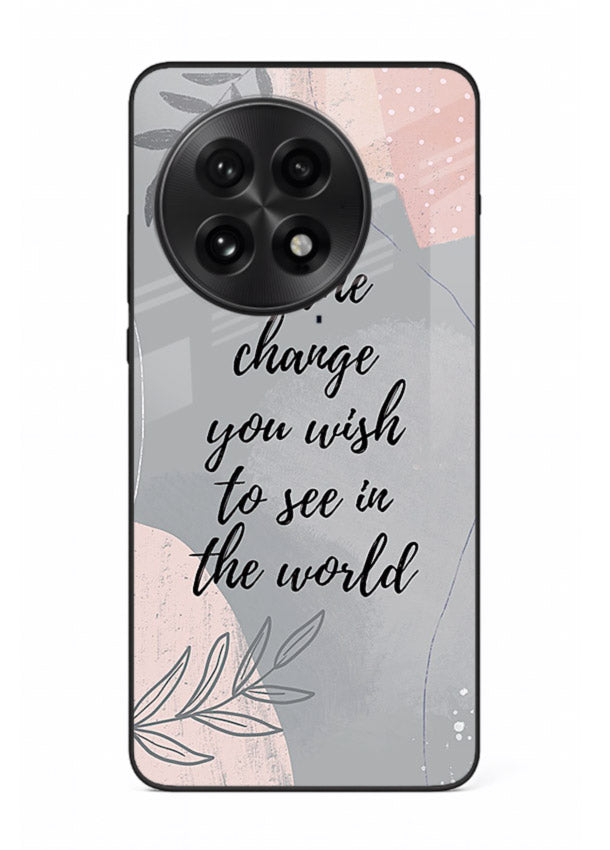 Botanical motivational quote artwork on OnePlus 13 glass back cover with soft calming tones.