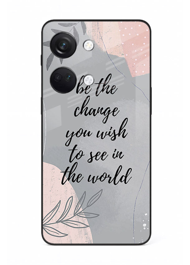Botanical motivational quote artwork on OnePlus Nord 3 glass back cover with soft calming tones.
