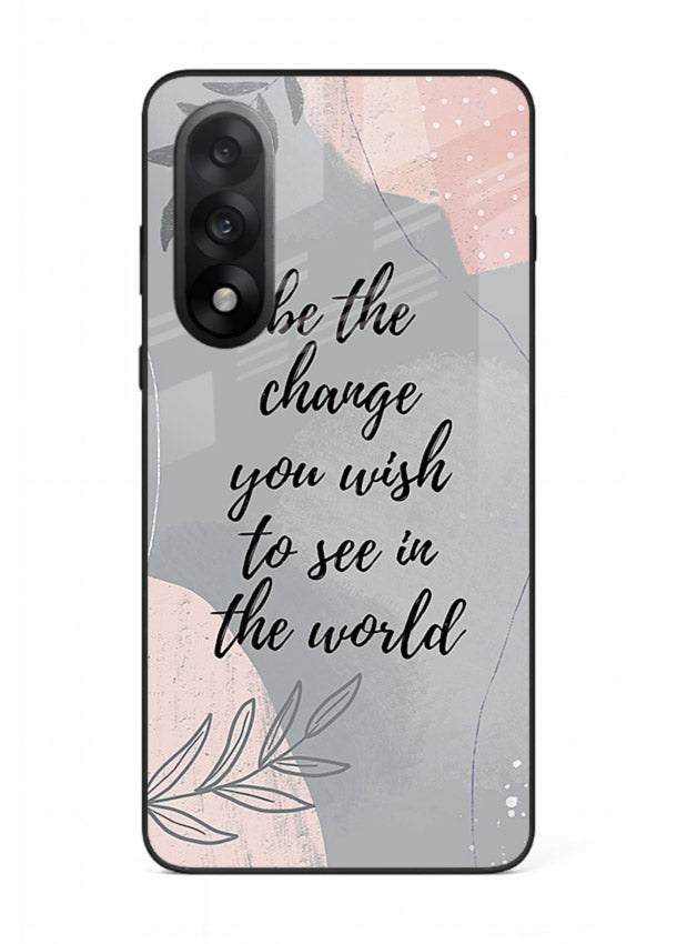 Botanical motivational quote artwork on OnePlus Nord 5 glass back cover with soft calming tones.
