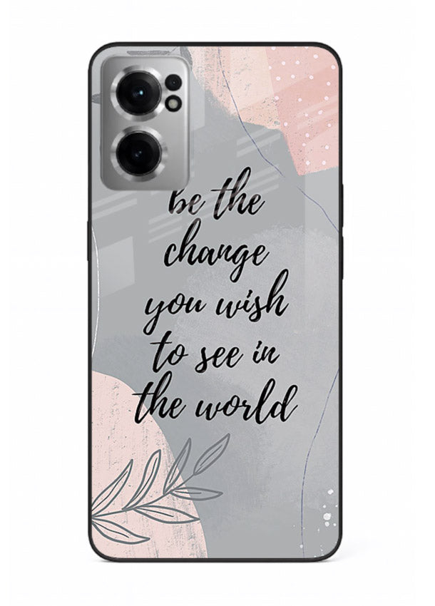 Botanical motivational quote artwork on OnePlus Nord CE2 5G glass back cover with soft calming tones.