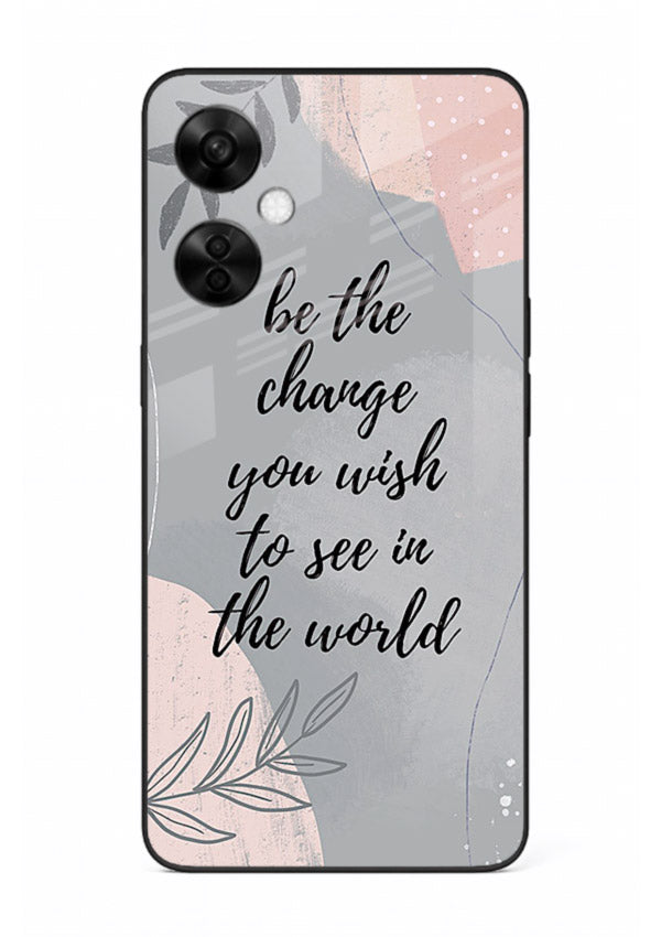 Botanical motivational quote artwork on OnePlus Nord CE3 Lite glass back cover with soft calming tones.