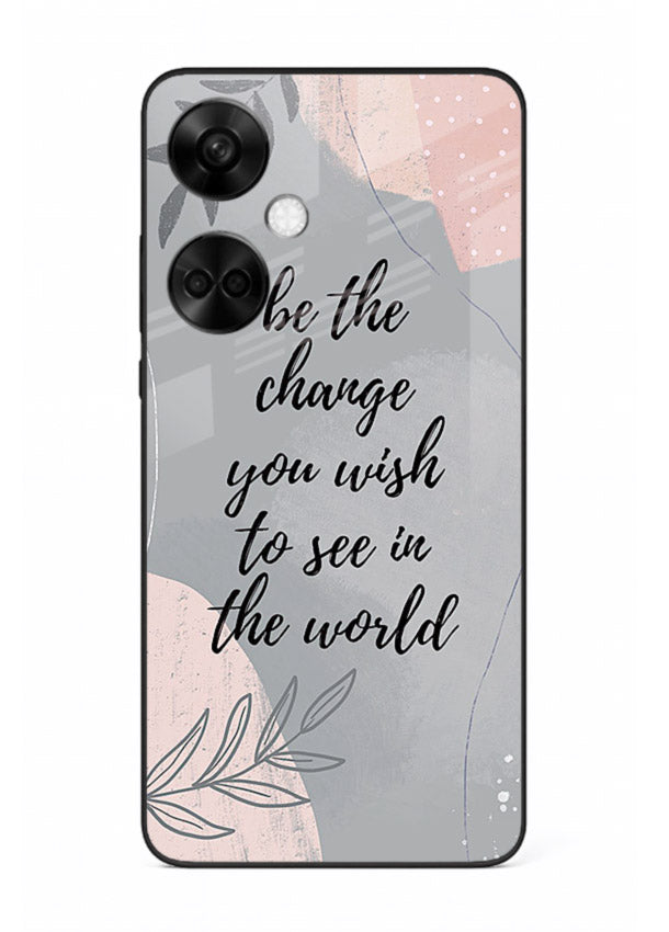 Botanical motivational quote artwork on OnePlus Nord CE3 glass back cover with soft calming tones.