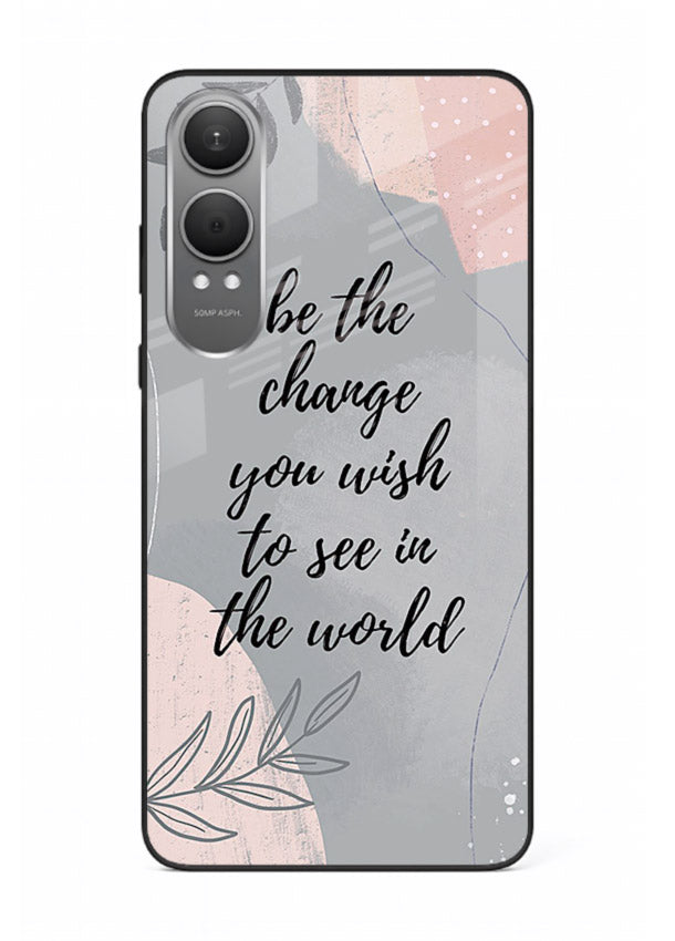 Botanical motivational quote artwork on OnePlus Nord CE4 Lite glass back cover with soft calming tones.