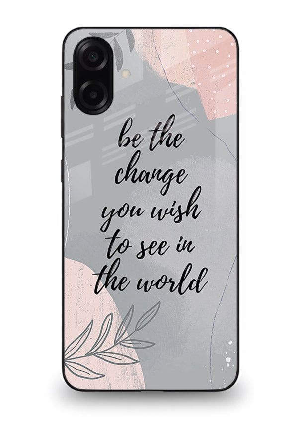 Botanical motivational quote artwork on Samsung A07 4G glass back cover with soft calming tones.
