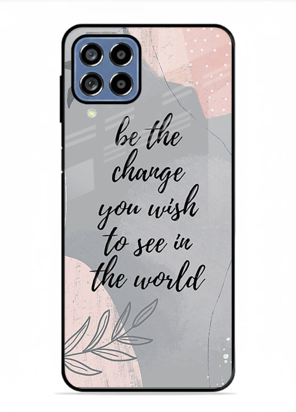 Botanical motivational quote artwork on Samsung F22 4G glass back cover with soft calming tones.