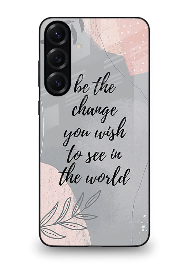 Botanical motivational quote artwork on Samsung A54 5G glass back cover with soft calming tones.