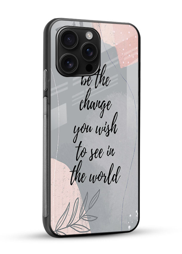 Botanical motivational quote artwork on glossy vibrant premium glass back cover with soft calming tones. - Angle Side