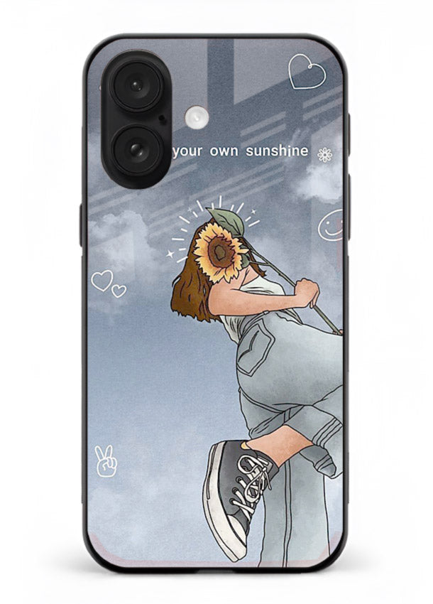 Sunshine floral watercolor artwork printed on iphone 18 glass back cover for cheerful inspiration.