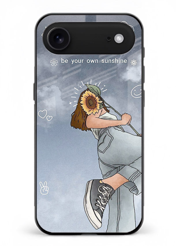 Sunshine floral watercolor artwork printed on iphone 17 air glass back cover for cheerful inspiration.