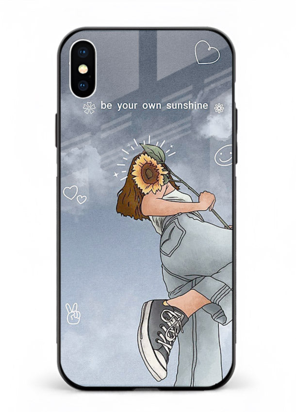 Sunshine floral watercolor artwork printed on iphone xs max glass back cover for cheerful inspiration.