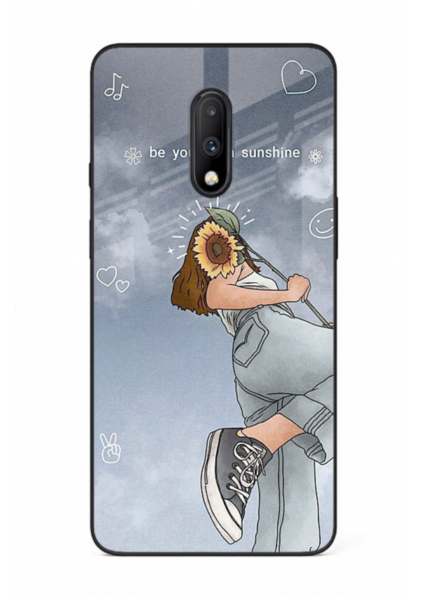 Sunshine floral watercolor artwork printed on OnePlus 7 glass back cover for cheerful inspiration.