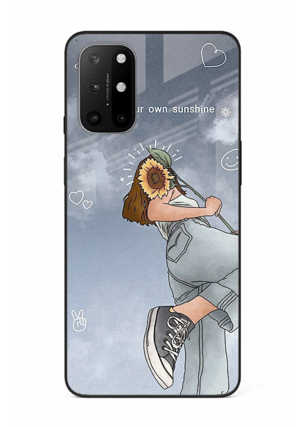 Sunshine floral watercolor artwork printed on OnePlus 8T glass back cover for cheerful inspiration.