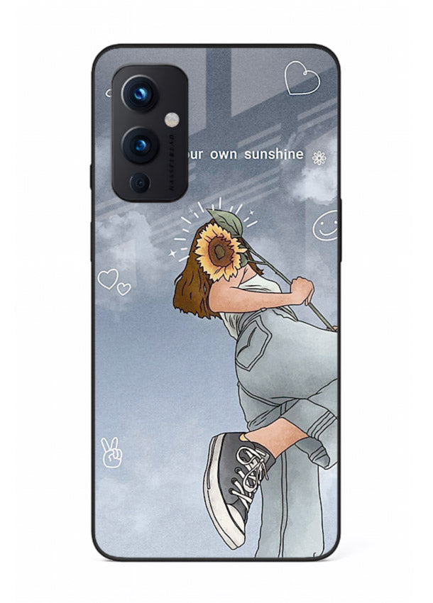 Sunshine floral watercolor artwork printed on OnePlus 9 Pro glass back cover for cheerful inspiration.