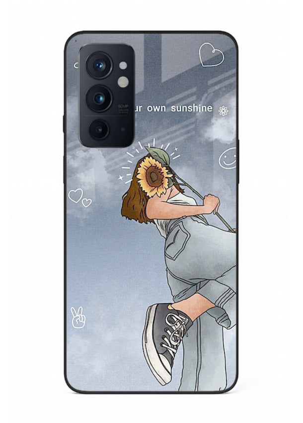 Sunshine floral watercolor artwork printed on OnePlus 9RT glass back cover for cheerful inspiration.