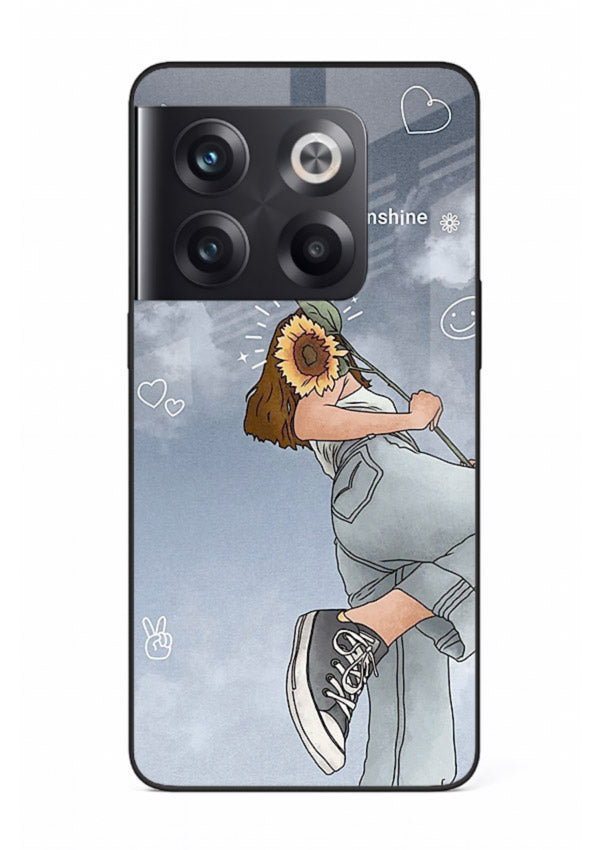 Sunshine floral watercolor artwork printed on OnePlus 10T glass back cover for cheerful inspiration.