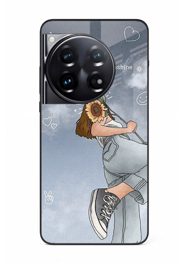 Sunshine floral watercolor artwork printed on OnePlus 12 glass back cover for cheerful inspiration.