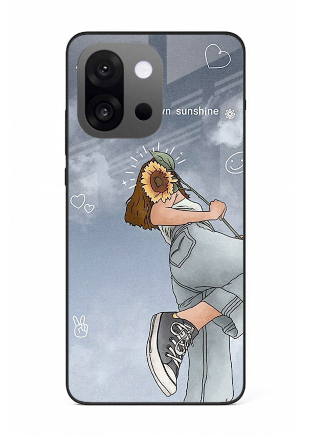 Sunshine floral watercolor artwork printed on OnePlus 13s glass back cover for cheerful inspiration.