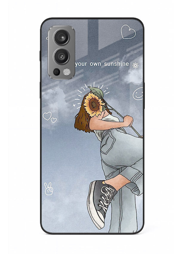 Sunshine floral watercolor artwork printed on OnePlus Nord 2 glass back cover for cheerful inspiration.