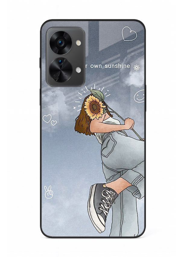 Sunshine floral watercolor artwork printed on OnePlus Nord 2T glass back cover for cheerful inspiration.