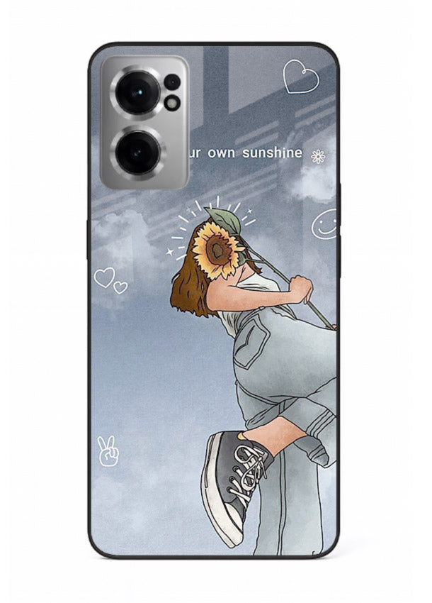 Sunshine floral watercolor artwork printed on OnePlus Nord CE2 5G glass back cover for cheerful inspiration.