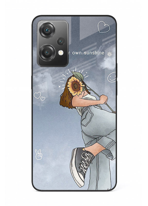 Sunshine floral watercolor artwork printed on OnePlus Nord CE2 Lite 5G glass back cover for cheerful inspiration.
