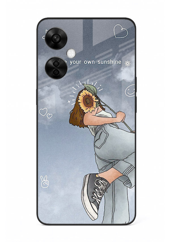 Sunshine floral watercolor artwork printed on OnePlus Nord CE3 Lite glass back cover for cheerful inspiration.