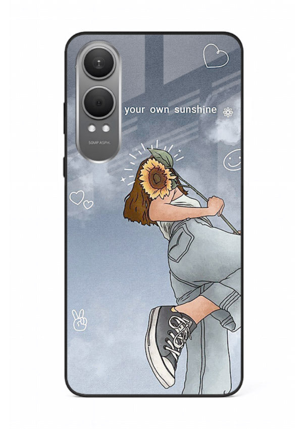 Sunshine floral watercolor artwork printed on OnePlus Nord CE4 Lite glass back cover for cheerful inspiration.