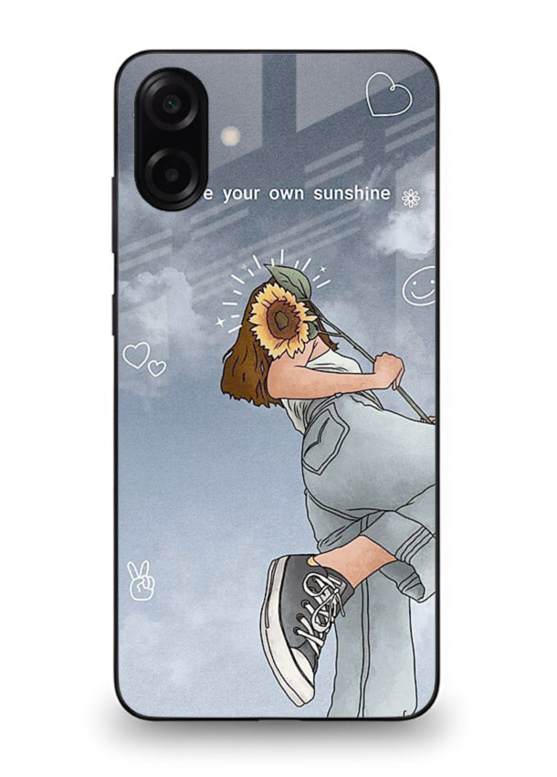 Sunshine floral watercolor artwork printed on Samsung A07 4G glass back cover for cheerful inspiration.
